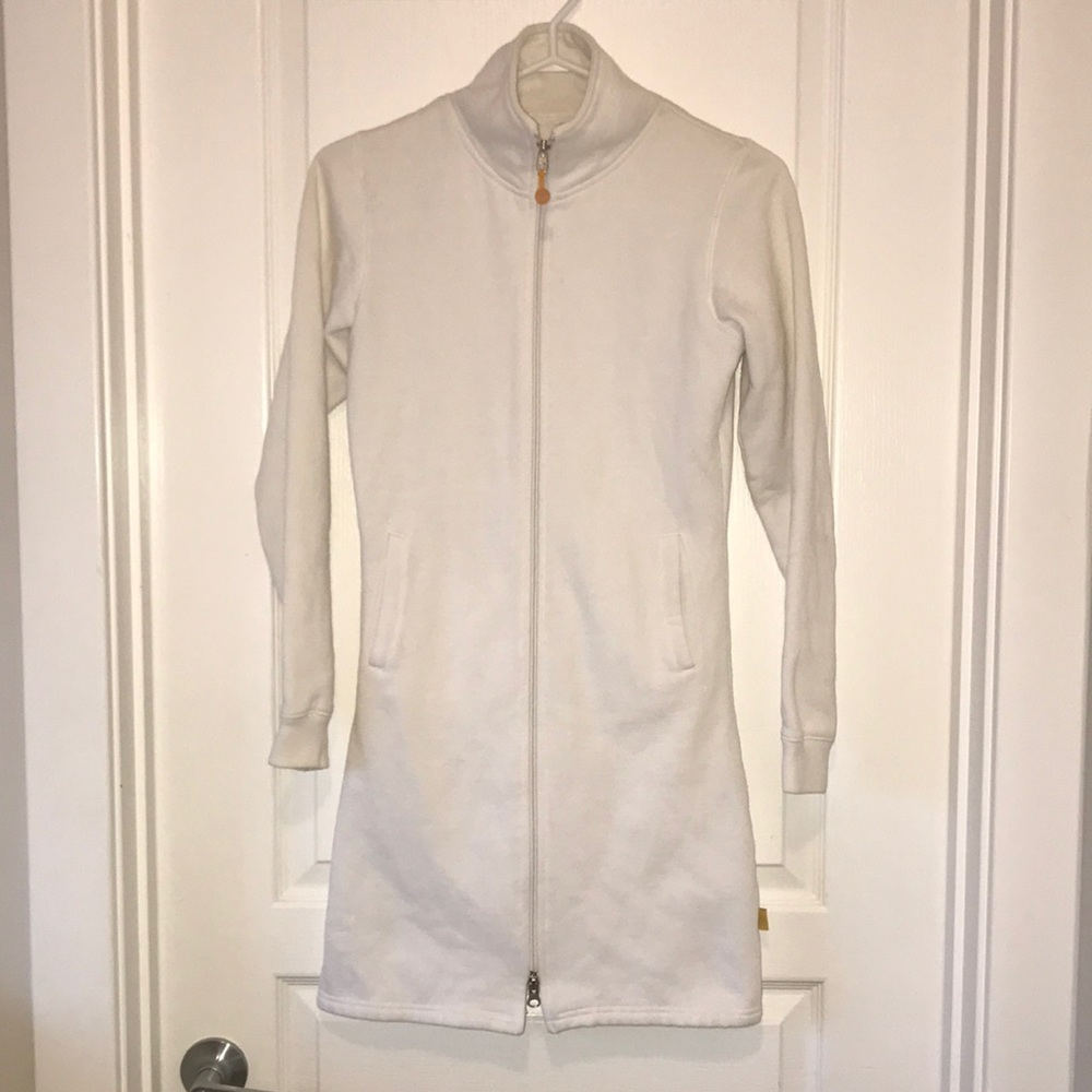 🧵 One Tooth White Long Zipper Jacket